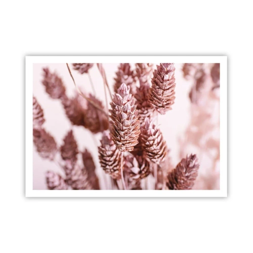 Póster - Un primer plano de las delicadas espigas rosadas de las hierbas ornamentales. - 100x70cm - Aparentemente discreto - Decoración de pared moderna para salón y dormitorio ARTTOR