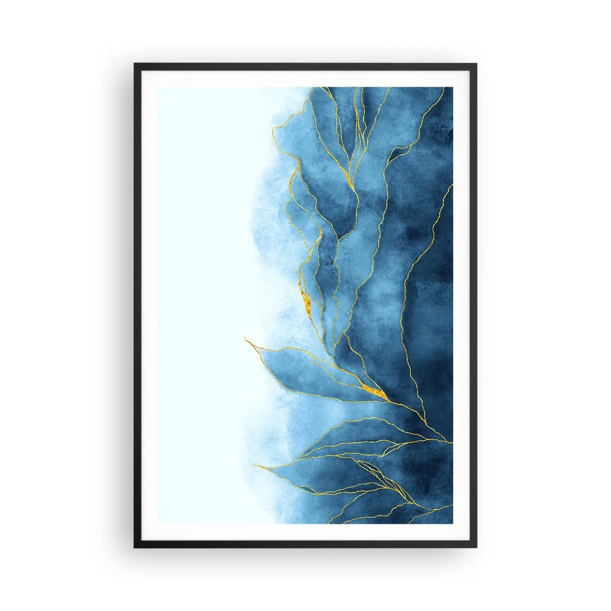 Póster en marco negro - Oro y azul - 70x100 cm