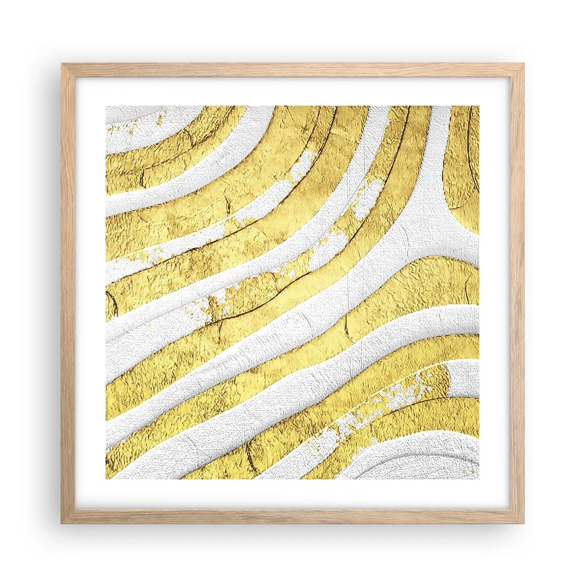 Póster en marco roble claro - Una composición en blanco y oro - 50x50 cm