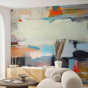 Fotomural Premium Canvas - Abstracción colorida con pinceladas dinámicas. - 100x70cm - ¿Existe un método único? - Decoración de pared moderna para salón y dormitorio ARTTOR