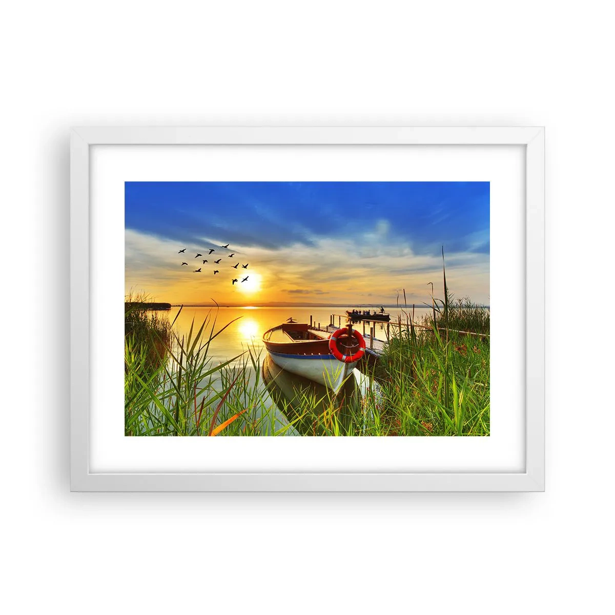 Póster en marco blanco - Los cormoranes están volando - 40x30 cm