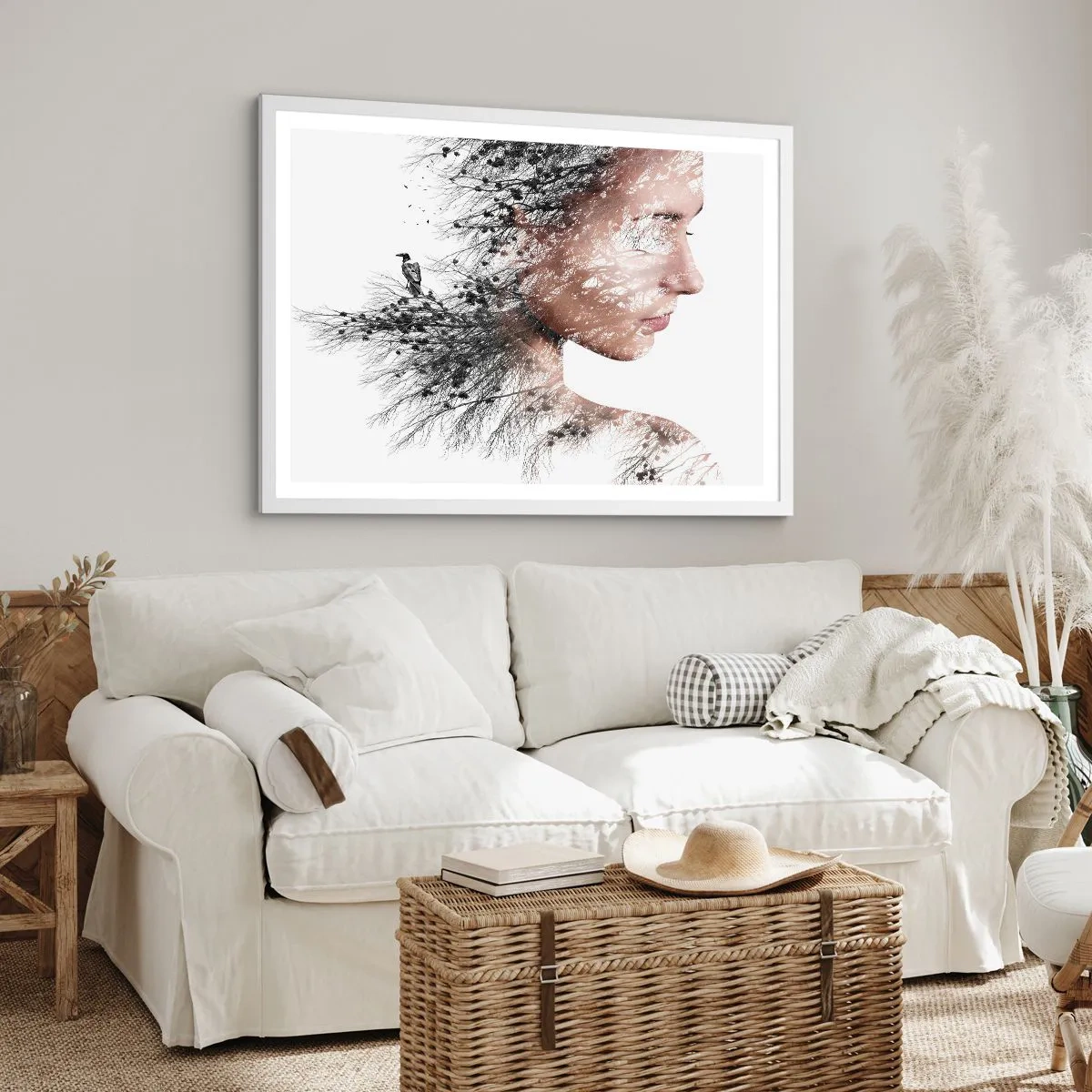 Póster en marco blanco - Espíritu del bosque - 100x70 cm