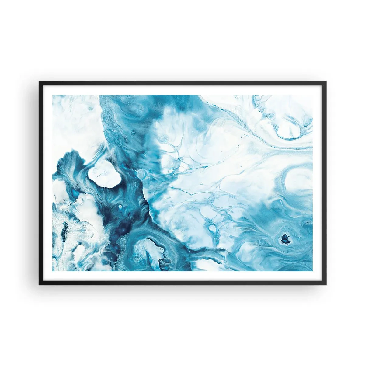 Póster en marco negro - Patrón abstracto en tonos azules - 100x70cm - Un concierto azul - Decoración de pared moderna para salón y dormitorio ARTTOR