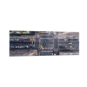 Cuadro sobre vidrio - Impresiones sobre Vidrio - Vista aérea de una calle concurrida de la ciudad - 160x50cm - Una simple elección - Decoración de pared moderna para salón y dormitorio ARTTOR