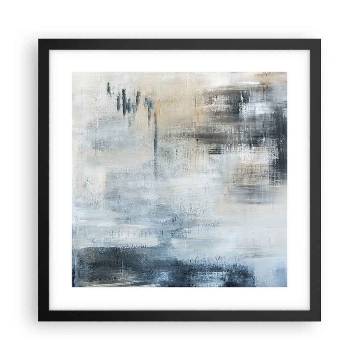 Póster en marco negro - Detrás de un velo azul - 40x40 cm