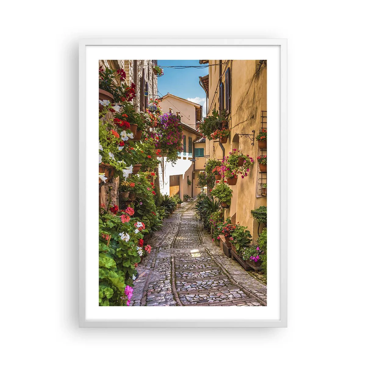 Póster en marco blanco - Callejón italiano - 50x70 cm