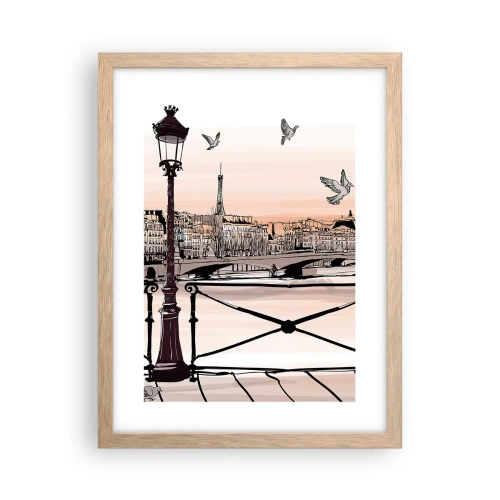Póster en marco roble claro - Sobre los tejados de París - 30x40 cm