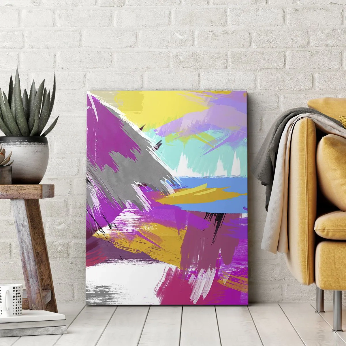 Cuadro sobre lienzo - Impresión de Imagen - Abstracción colorida - 65x120 cm