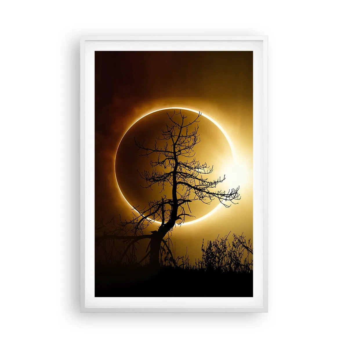 Póster en marco blanco - Eclipse total - 61x91 cm
