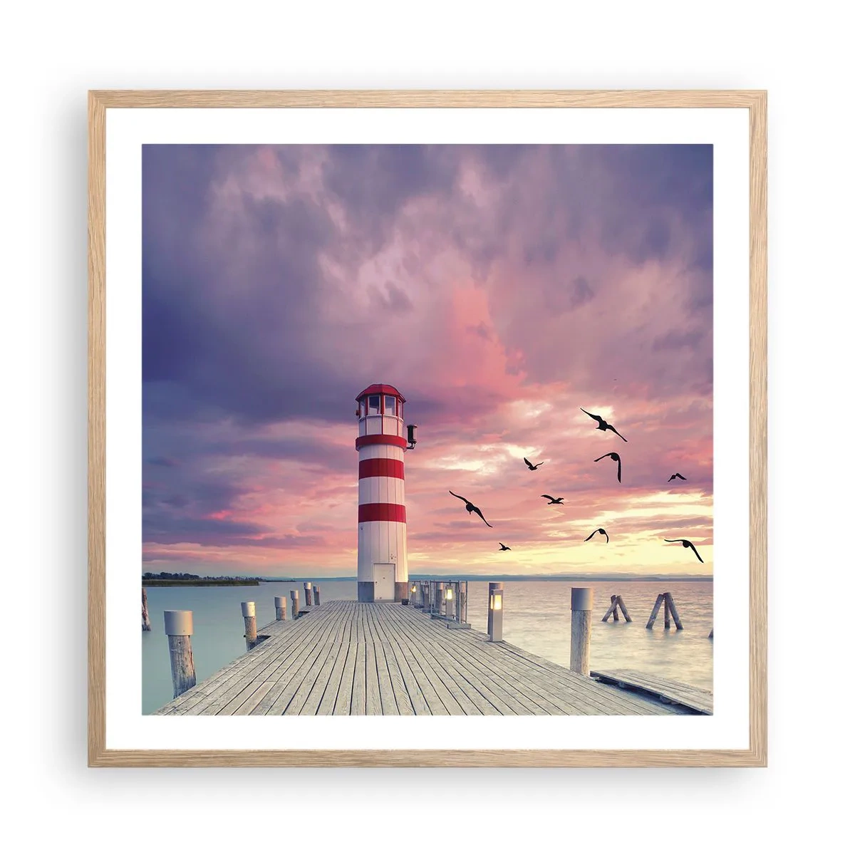 Póster en marco roble claro - Hora de ir al puerto - 60x60 cm