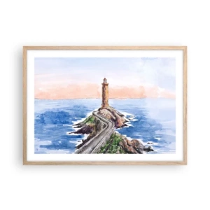 Póster en marco roble claro - Frente al mar - 70x50 cm