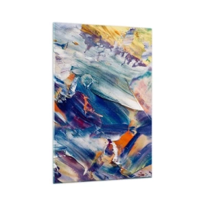 Cuadro sobre vidrio - Impresiones sobre Vidrio - Abstracción colorida con textura de pintura acrílica. - 70x100cm - Confusión de colores - Decoración de pared moderna para salón y dormitorio ARTTOR