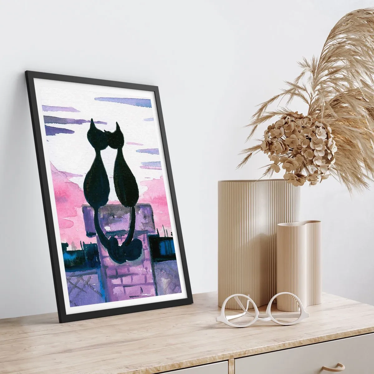 Póster en marco negro - Cita bajo la luna - 61x91 cm