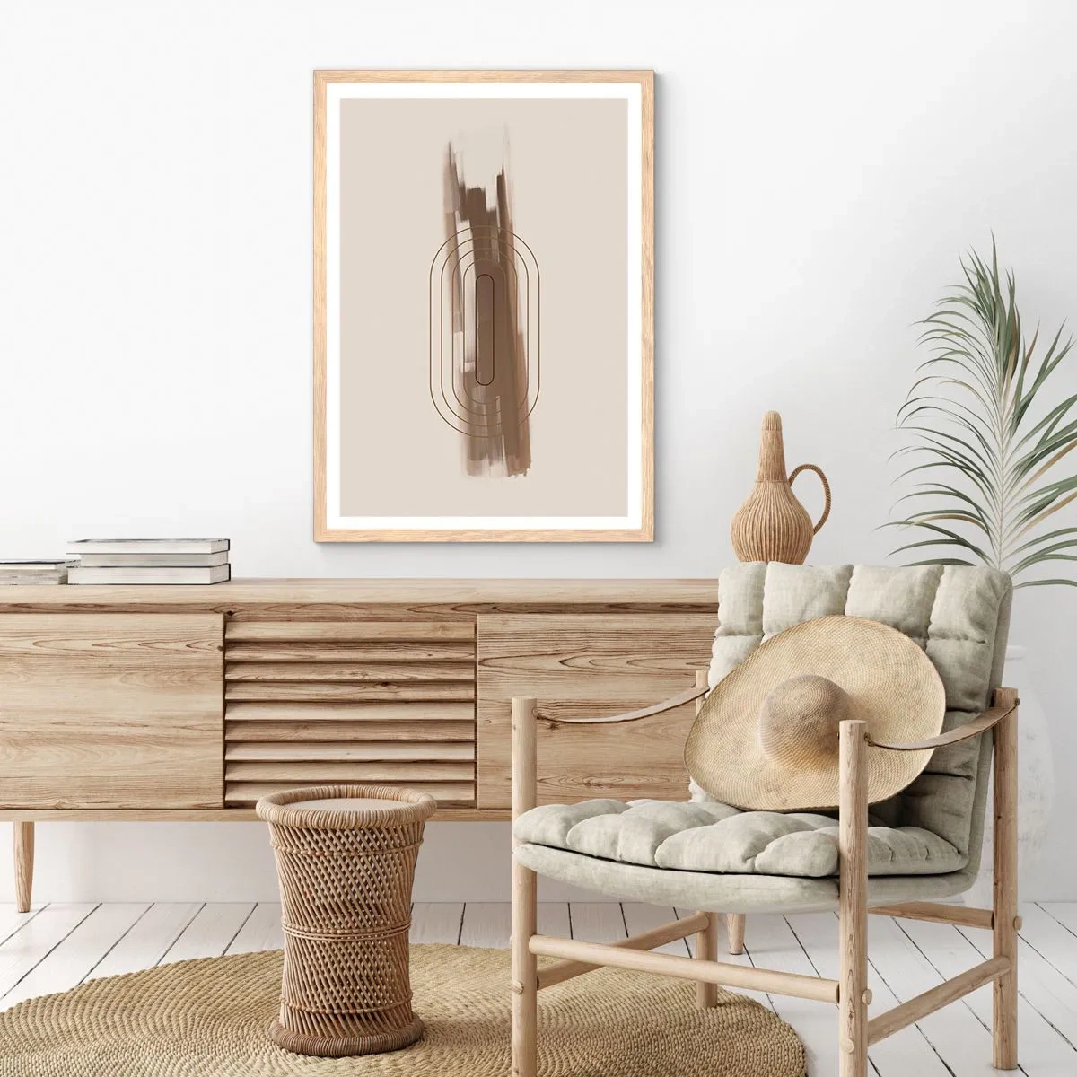 Póster en marco roble claro - Un soplo de gris - 70x100 cm