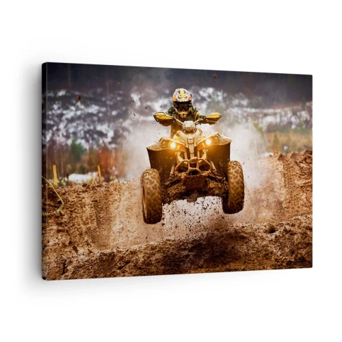 Cuadro sobre lienzo - Impresión de Imagen - Paseos extremos en quad por terrenos embarrados - 70x50cm - Sin riesgo no hay diversión - Decoración de pared moderna para salón y dormitorio ARTTOR