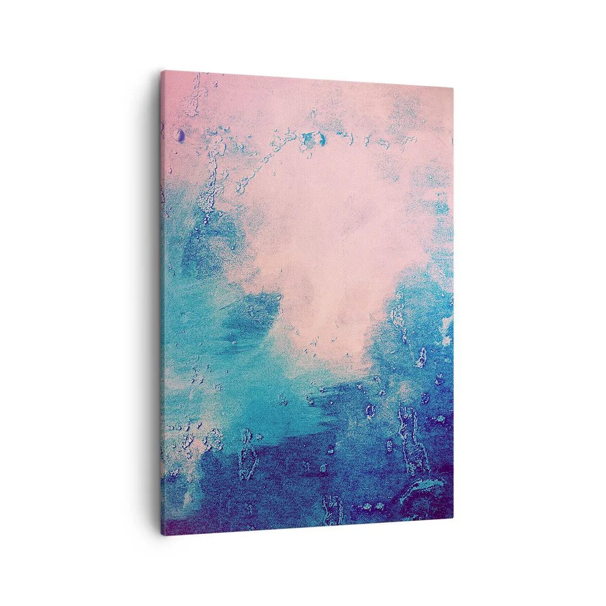 Cuadro sobre lienzo - Impresión de Imagen - Textura abstracta en tonos rosa y azul. - 50x70cm - Abrazo azul - Decoración de pared moderna para salón y dormitorio ARTTOR