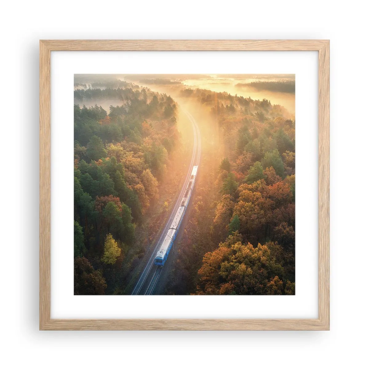 Póster en marco roble claro - Un viaje otoñal - 40x40 cm