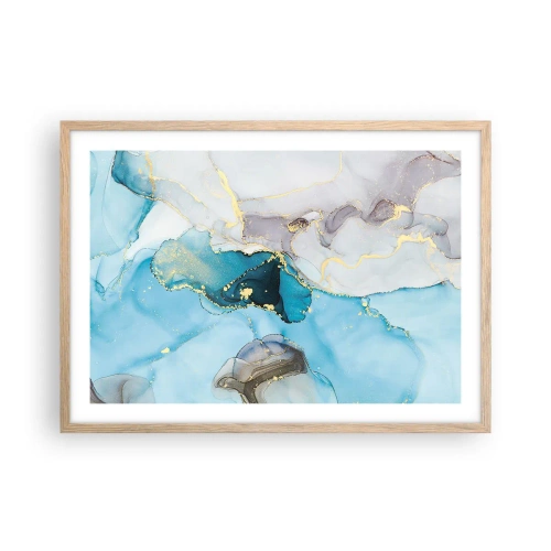 Póster en marco roble claro - Un estudio del encuentro entre el gris y el turquesa - 70x50 cm