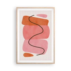 Póster en marco roble claro - Suave movimiento de formas - 61x91 cm