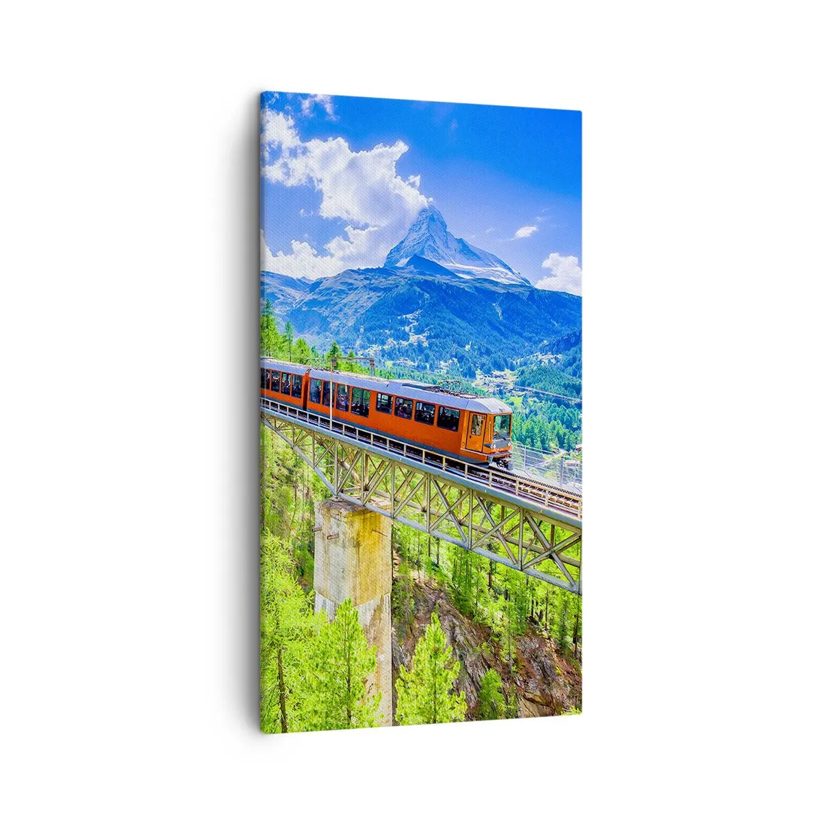 Cuadro sobre lienzo - Impresión de Imagen - Ferrocarril a los Alpes - 45x80 cm