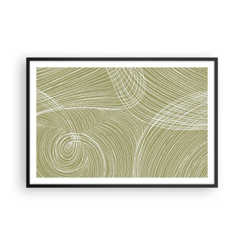 Póster en marco negro - Abstracción intrincada en blanco - 91x61 cm