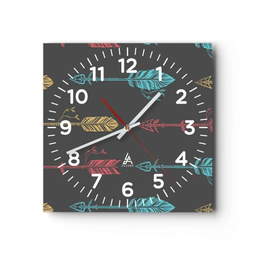 Reloj de pared - Reloj de vidrio - Flechas - 40x40 cm