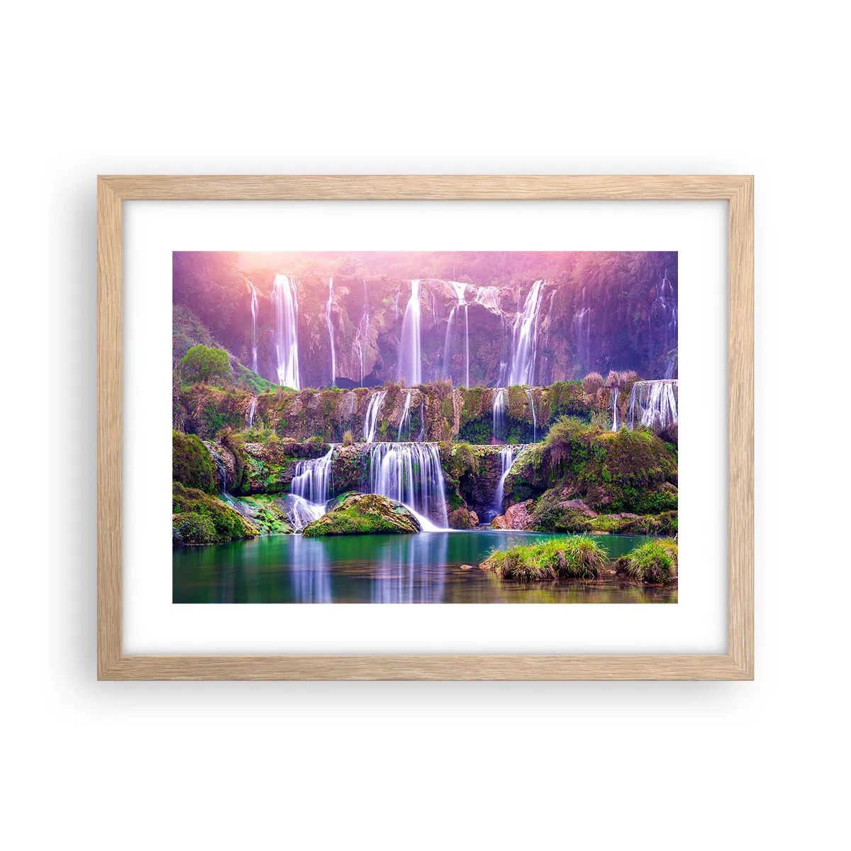 Póster en marco roble claro - Escalera al cielo - 40x30 cm