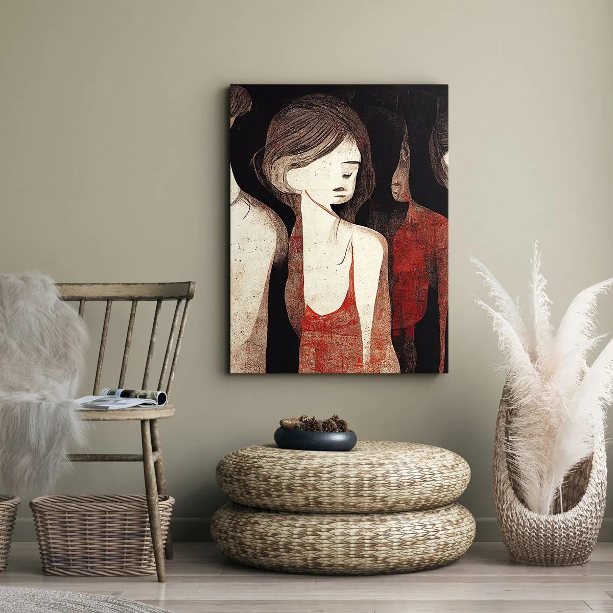 Cuadro sobre lienzo - Impresión de Imagen - Figuras artísticas en una composición abstracta - 50x70cm - Madonnas de la oscuridad - Decoración de pared moderna para salón y dormitorio ARTTOR