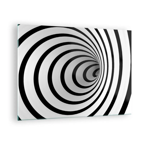 Cuadro sobre vidrio - Impresiones sobre Vidrio - Patrón espiral abstracto en blanco y negro - 70x50cm - ¿Tampoco puedes resistirte? - Decoración de pared moderna para salón y dormitorio ARTTOR