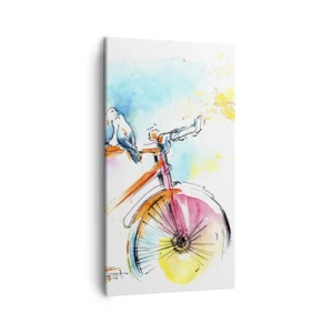 Cuadro sobre lienzo - Impresión de Imagen - Dos en bicicleta - 45x80 cm