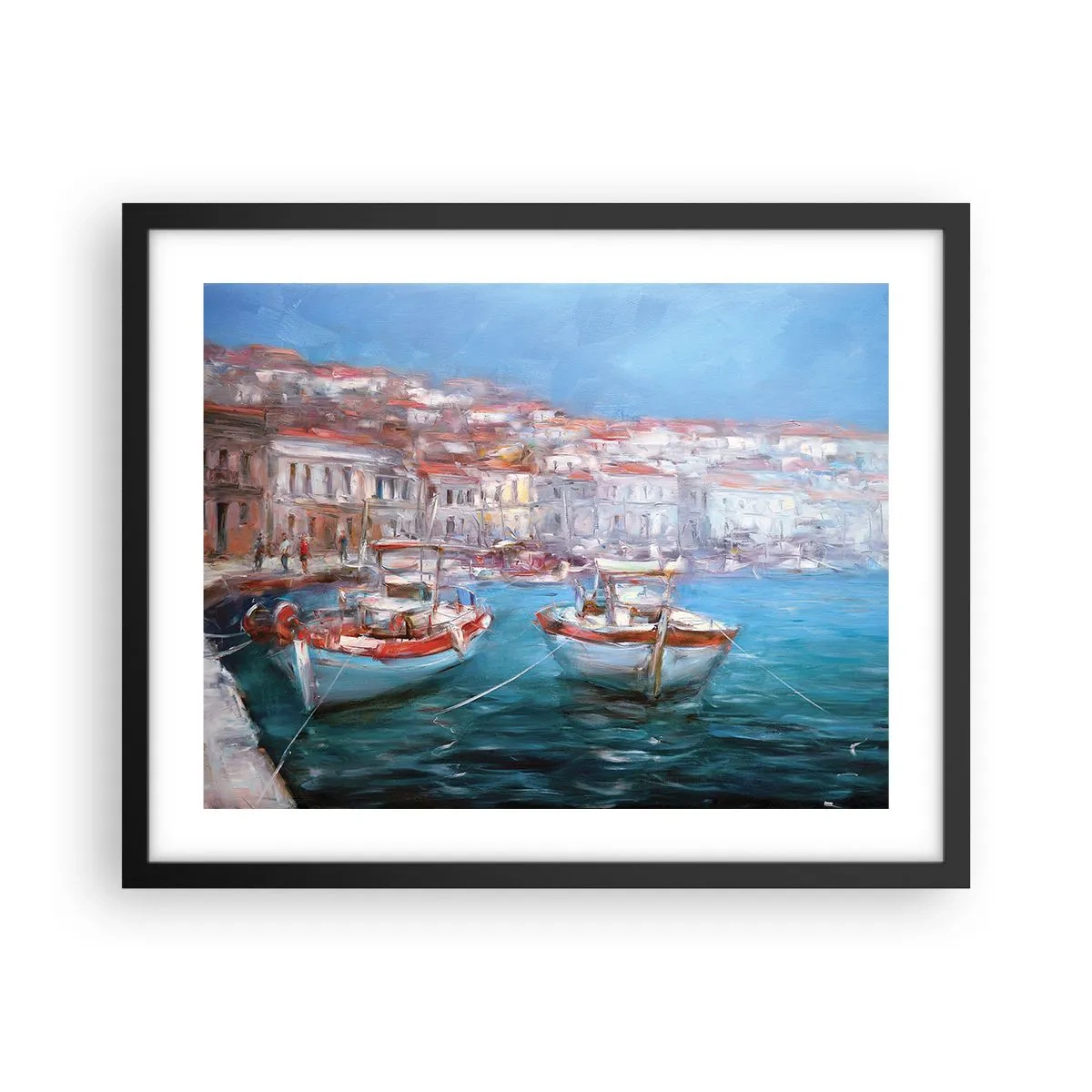 Póster en marco negro - Bahía italiana - 50x40 cm