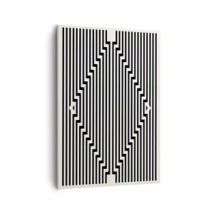 Cuadro sobre lienzo - Impresión de Imagen - Líneas blancas y negras que crean un efecto de ilusión geométrica. - 50x70cm - Ilusión geométrica - Decoración de pared moderna para salón y dormitorio ARTTOR