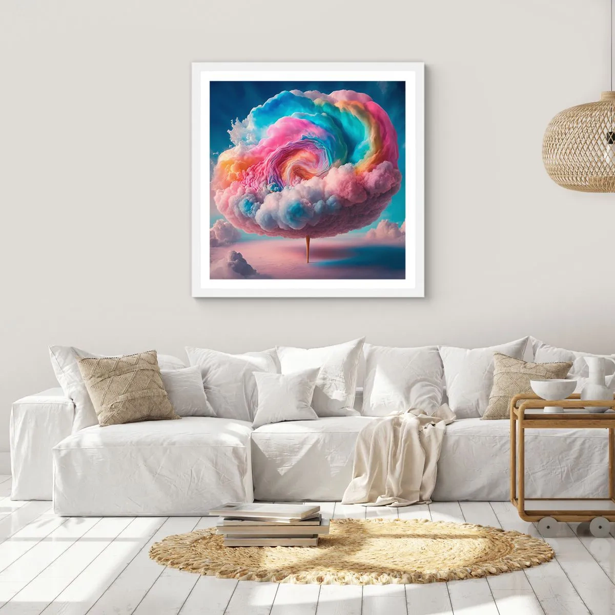 Póster en marco blanco - El sueño de un parque de atracciones - 30x30 cm