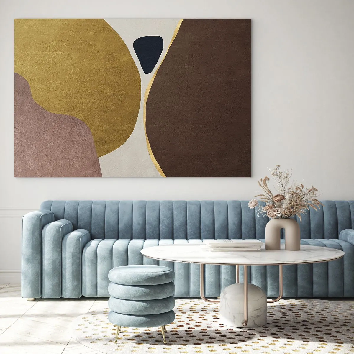 Cuadro sobre vidrio - Impresiones sobre Vidrio - Una composición minimalista de formas abstractas. - 100x70cm - Abstracción - un lugar en el espacio - Decoración de pared moderna para salón y dormitorio ARTTOR