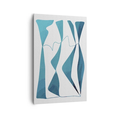 Cuadro sobre lienzo - Impresión de Imagen - Formas abstractas en tonos azules sobre un fondo blanco. - 80x120cm - Abstracción: un compuesto turquesa - Decoración de pared moderna para salón y dormitorio ARTTOR