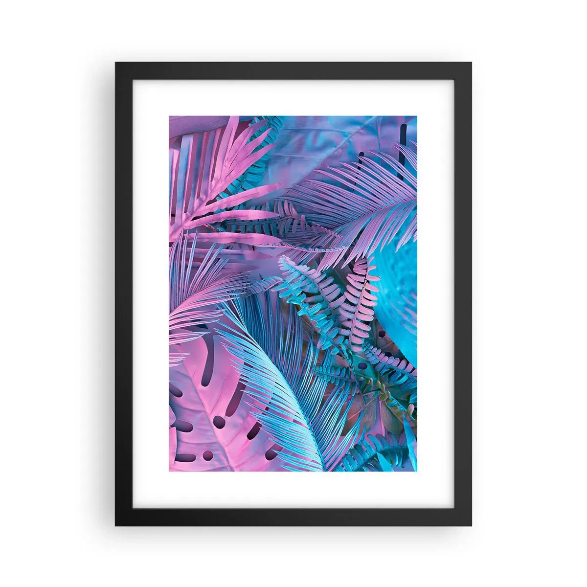 Póster en marco negro - Trópicos en rosa y azul - 30x40 cm