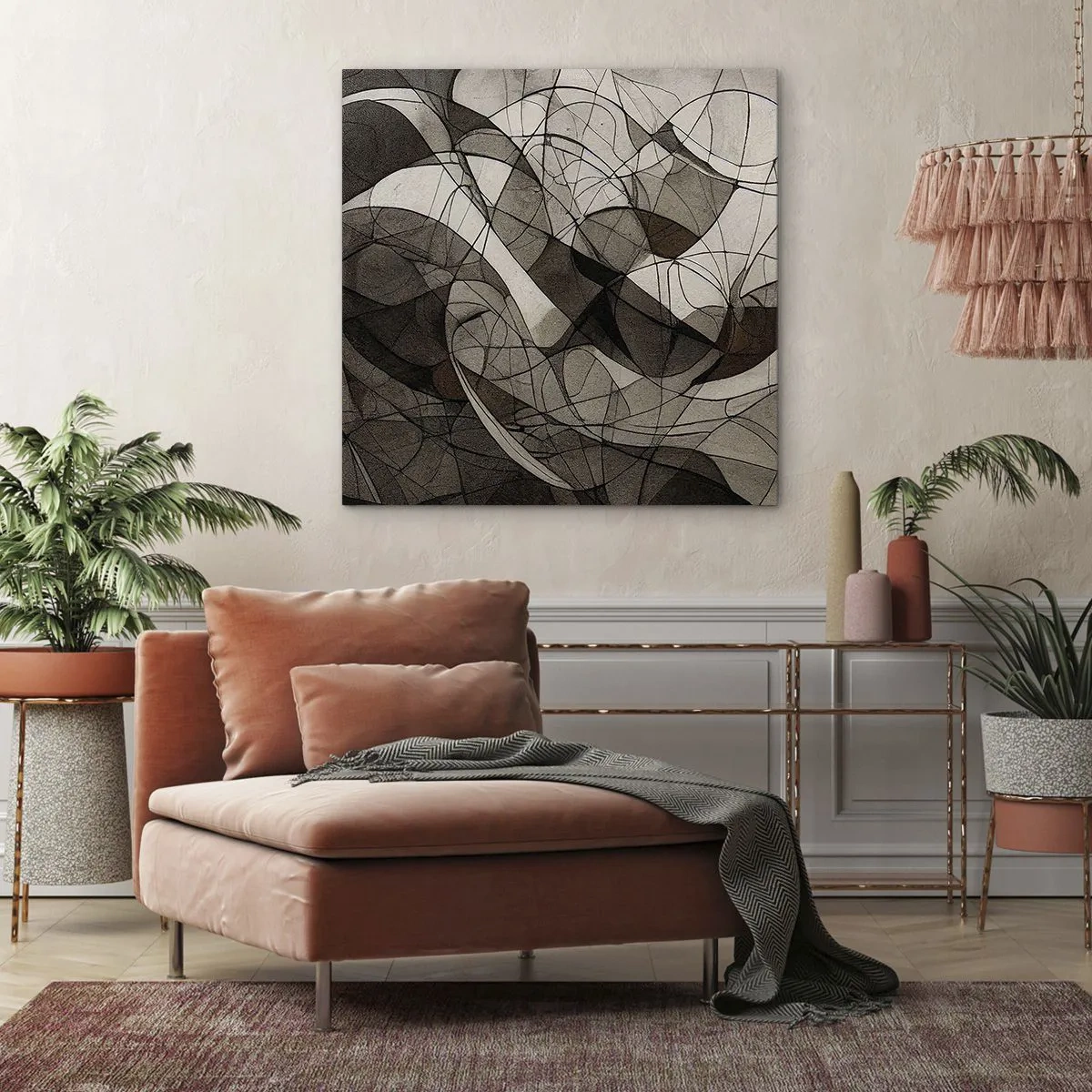 Cuadro sobre lienzo - Impresión de Imagen - Circulación en colores tierra - 40x40 cm