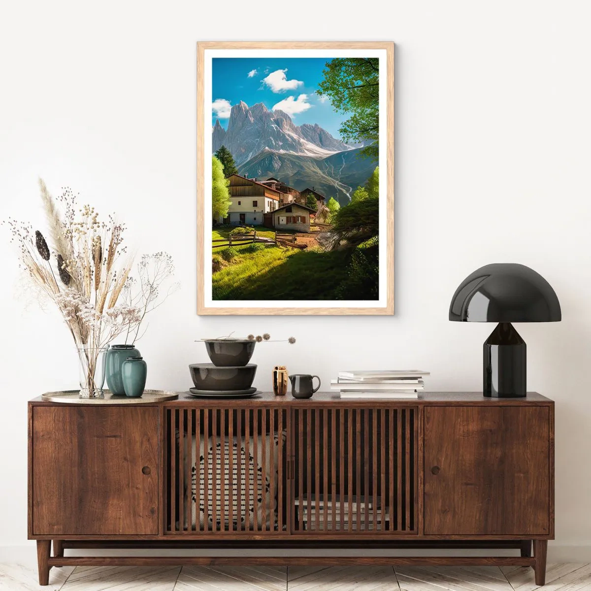Póster en marco roble claro - Idilio alpino - 30x40 cm