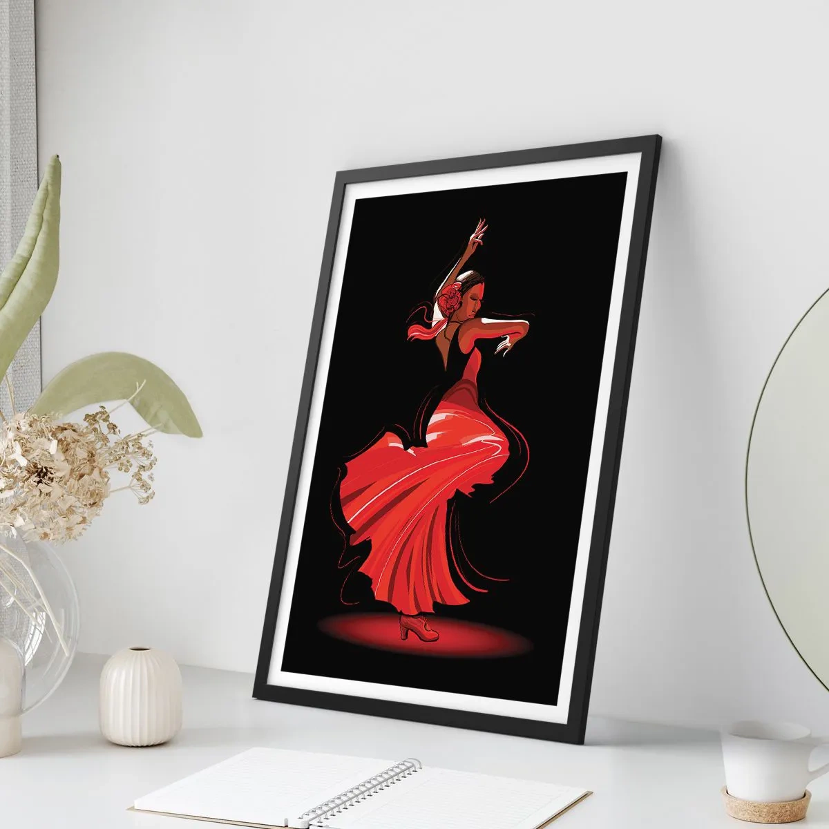 Póster en marco negro - El espíritu ardiente del flamenco - 30x40 cm