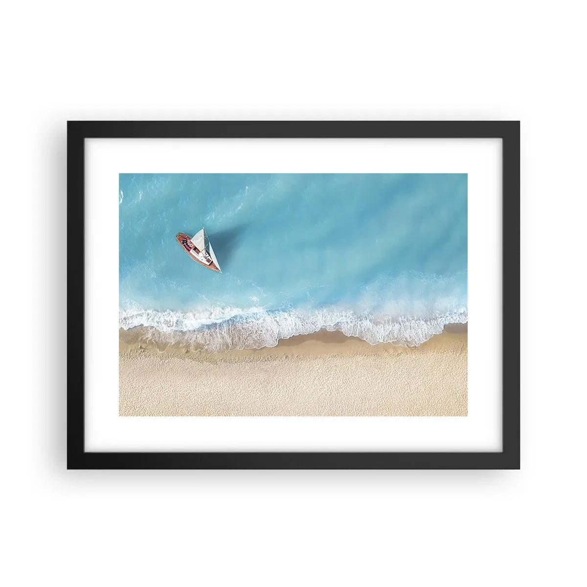 Póster en marco negro - Frontera celeste y dorada - 40x30 cm