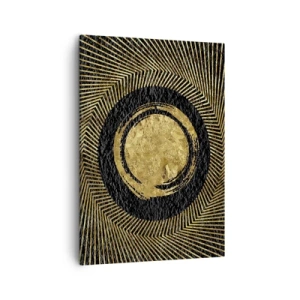 Cuadro sobre lienzo - Impresión de Imagen - Composición geométrica en negro y dorado con rayos. - 50x70cm - Composición glamour - Decoración de pared moderna para salón y dormitorio ARTTOR