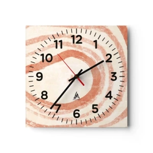 Reloj de pared - Reloj de vidrio - Círculos de coral - composición - 30x30 cm