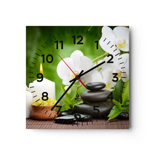 Reloj de pared - Reloj de vidrio - Un toque fragante, floral y suave - 40x40 cm