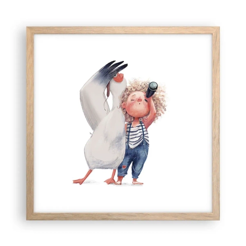 Póster en marco roble claro - Un plan para un gran viaje - 40x40 cm