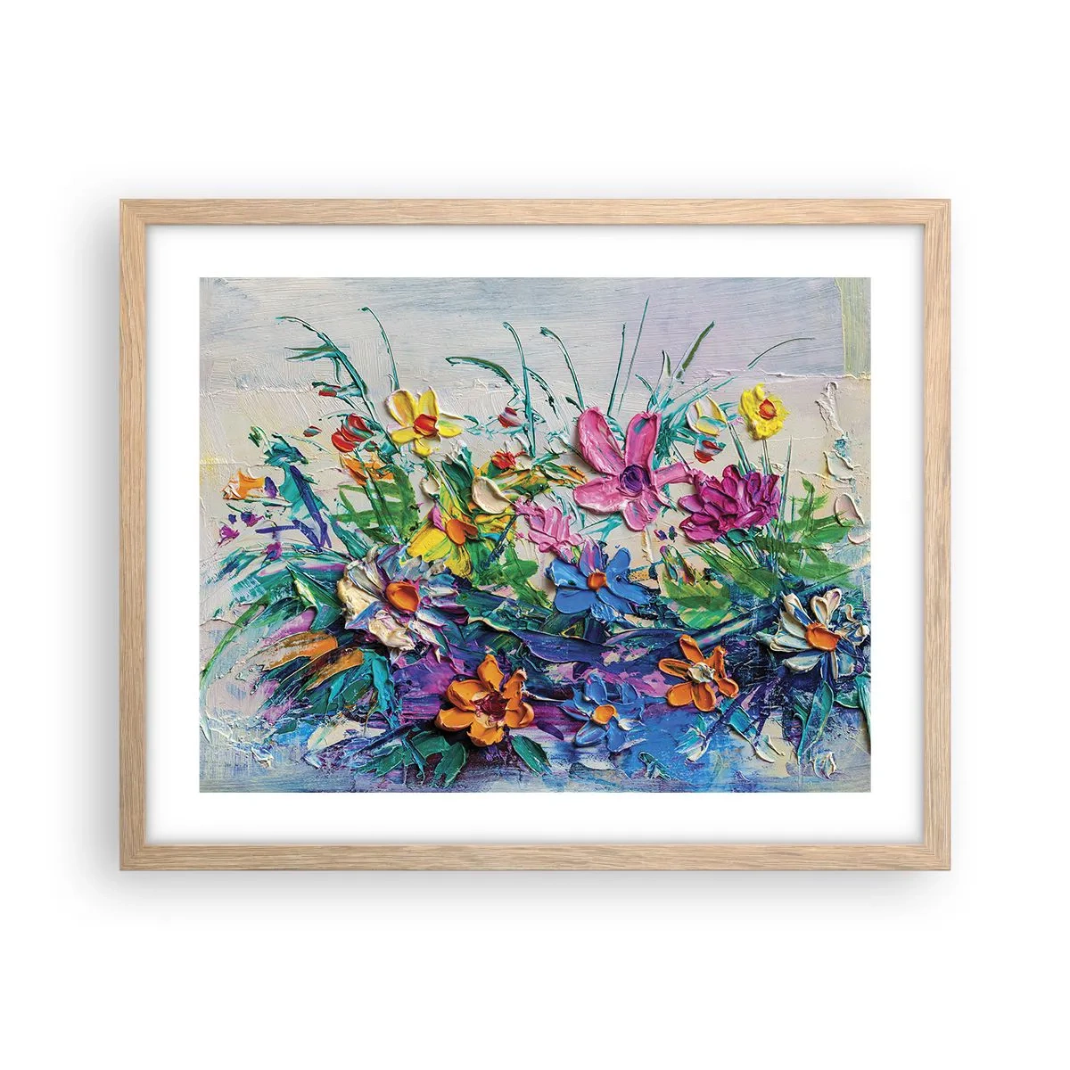 Póster en marco roble claro - La energía de las flores - 50x40 cm