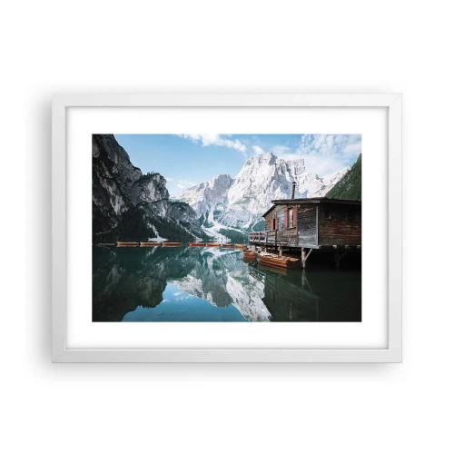 Póster en marco blanco - Una mañana cristalina de montaña - 40x30 cm