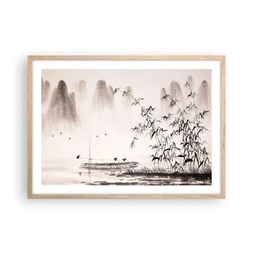 Póster en marco roble claro - El silencio de los arrozales - 70x50 cm