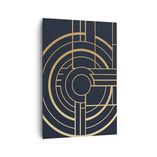 Cuadro sobre lienzo - Impresión de Imagen - Patrón geométrico con líneas doradas. - 70x100cm - Giro de los elementos - Decoración de pared moderna para salón y dormitorio ARTTOR