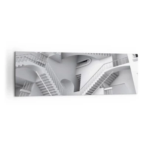 Cuadro sobre lienzo - Impresión de Imagen - Una composición abstracta de escaleras en una disposición espacial surrealista. - 160x50cm - Paradojas del espacio - Decoración de pared moderna para salón y dormitorio ARTTOR