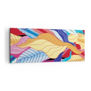 Cuadro sobre lienzo - Impresión de Imagen - Las hojas de colores vibrantes crean una composición dinámica. - 120x50cm - Desorden colorido - Decoración de pared moderna para salón y dormitorio ARTTOR